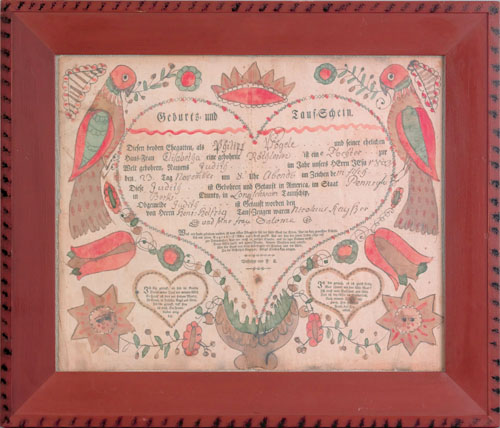 Appraisal: Johann Jacob Friederich Krebs Southeastern Pennsylvania active - watercolor fraktur