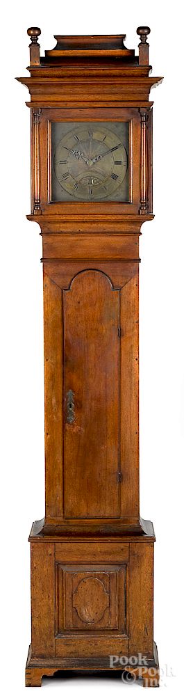 Appraisal: Pennsylvania Queen Anne walnut tall case clock Exclusive on Bidsquare