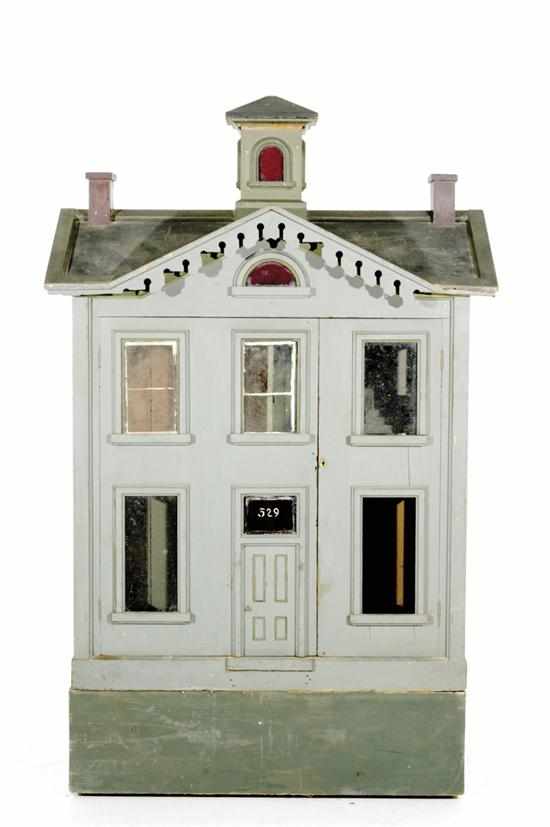 Appraisal: Victorian painted wood dollhouse late th century cross gable roof