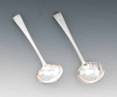 Appraisal: Two Sterling Silver Sauce Spoons Mark of Hester Bateman Simple