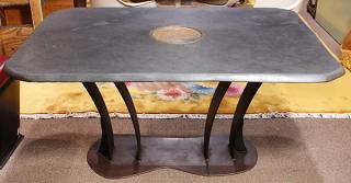 Appraisal: Moderne conservatory table Moderne conservatory table having a slate top