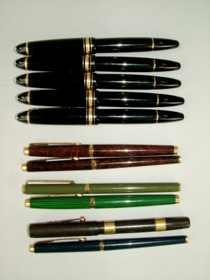 Appraisal: Five Mont Blanc black finished fountain pens No four others