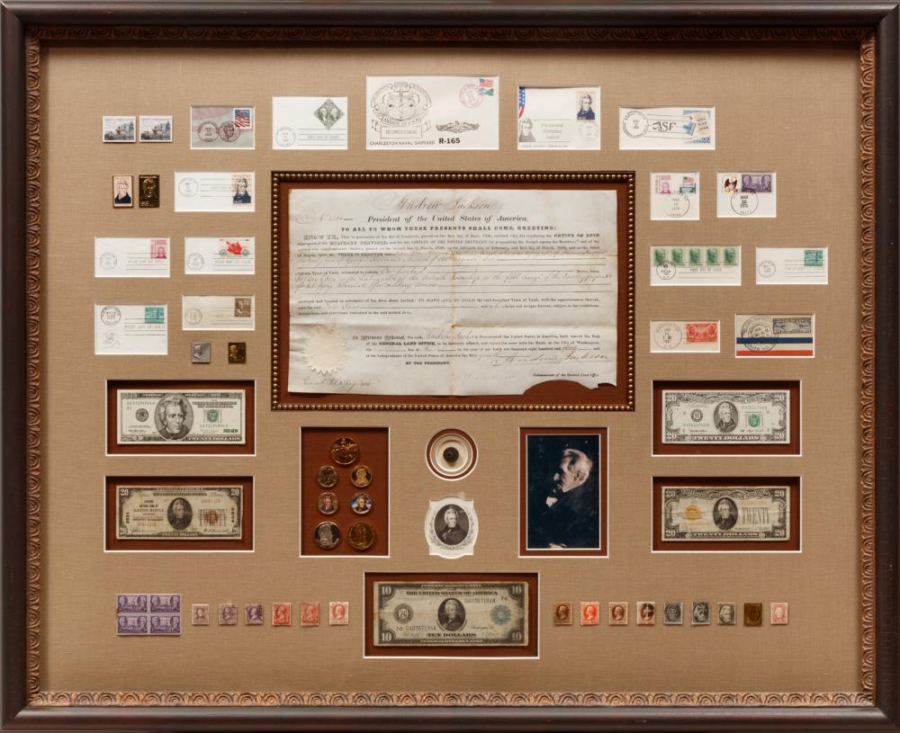 Appraisal: Andrew Jackson th US President - shadowbox presentation incl land