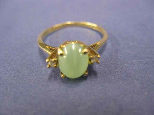 Appraisal: Catseye Chrysoberyl Diamond Ring beautiful gem with small diamond on