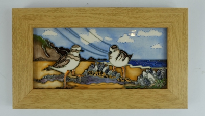 Appraisal: Moorcroft tile panel decorated with sea birds dated for the