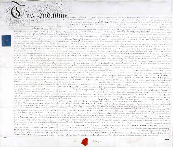 Appraisal: English indenture Document Signed of William Harrison p folio on