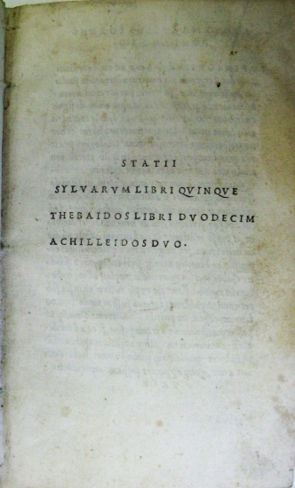 Appraisal: ALDINE PRESS Statius Publius Papinius Sylvarum libri quinque etc of