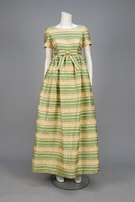 Appraisal: RICHARD TAM WOOL and METALLIC EVENING GOWN c Lime green