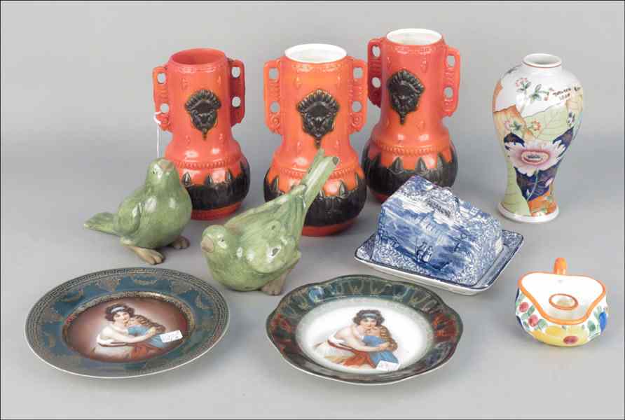 Appraisal: THREE OF CZECH POCELAIN VASES Together with a pair of