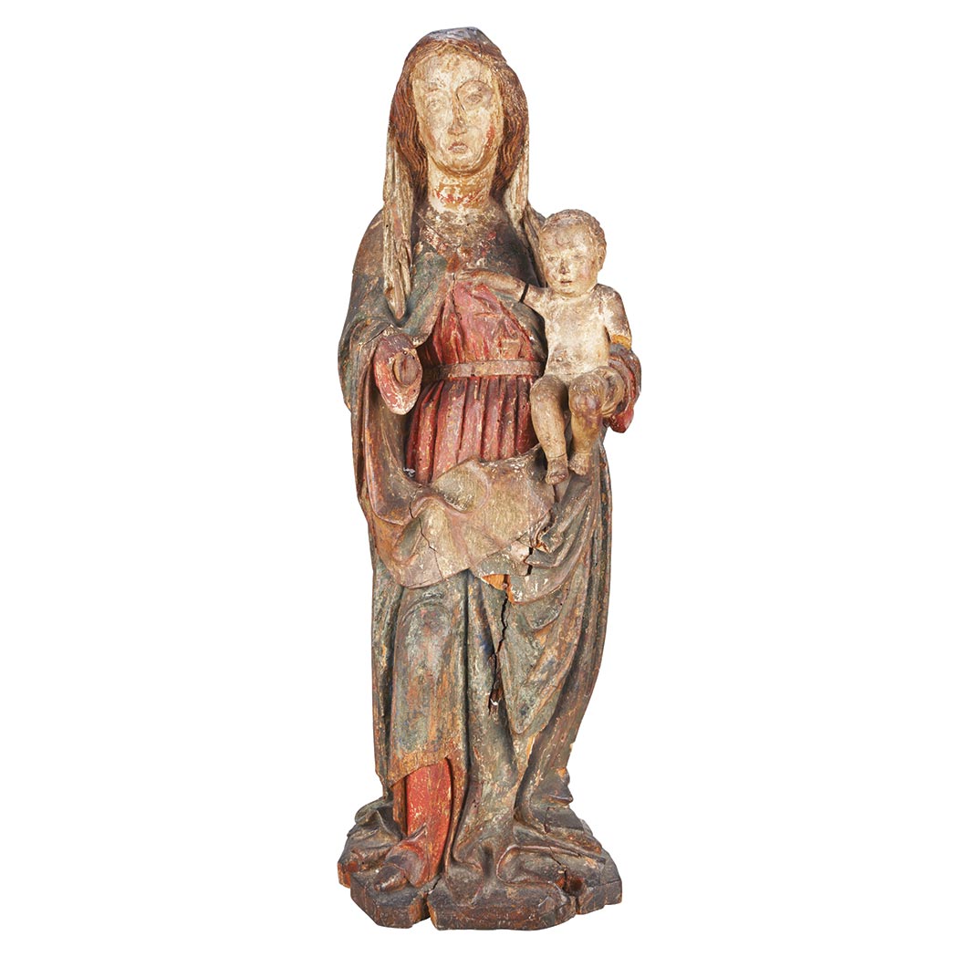 Appraisal: Continental Painted and Parcel Gilt Figure of the Virgin and