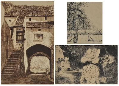 Appraisal: A Collection of Three Framed Etchings Forain Reindel Maybery The