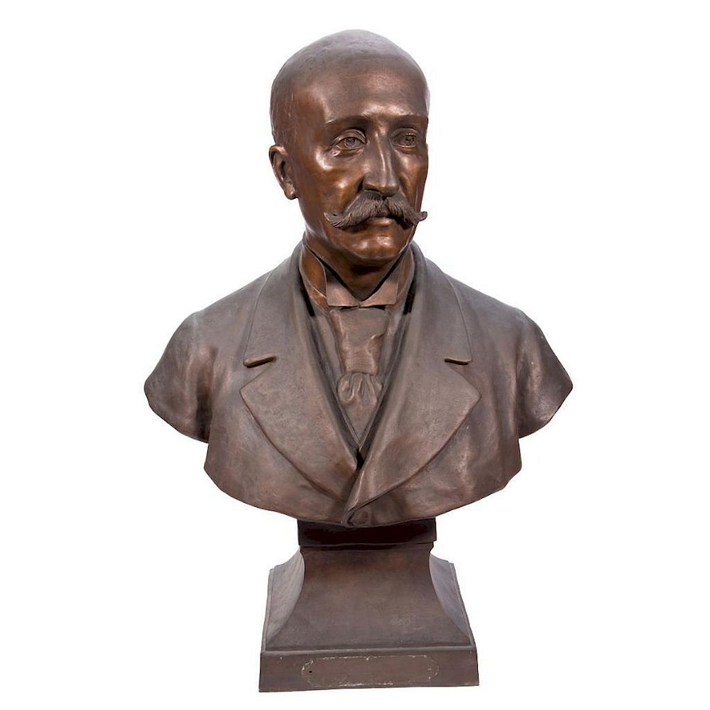 Appraisal: Copper and Bronze Bust of an Edwardian Gentleman Copper and