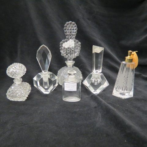 Appraisal: Glass Perfume Bottles deco intaglio more tallest is excellent