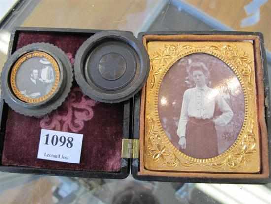 Appraisal: TWO WHITBY JET CASED PHOTOS