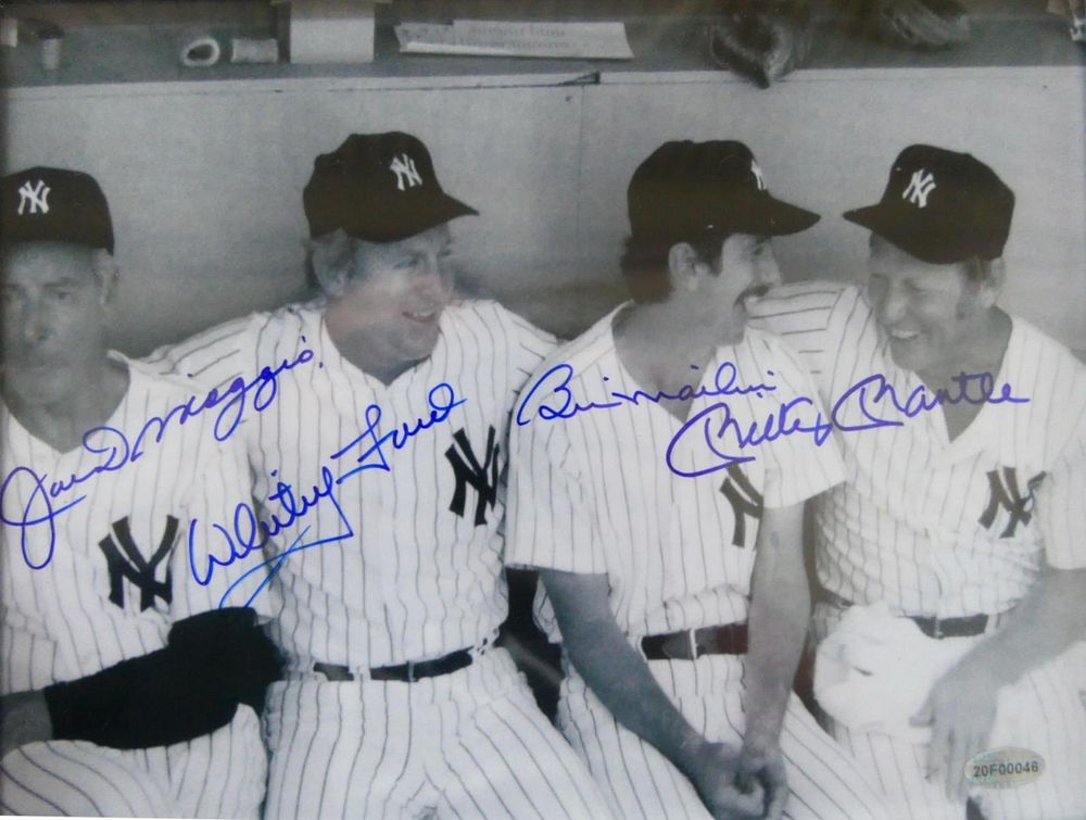 Appraisal: DIMAGGIO FORD MARTIN MANTLE SIGNED X PHOTO Joe Dimaggio Whitey