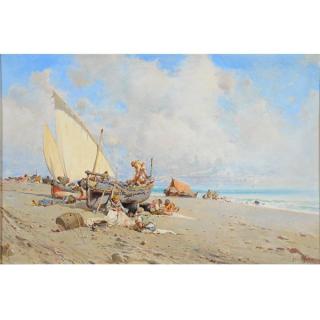 Appraisal: Baldomeno Y Jimenez Galofre Fishermen oil on panel BALDOMERO Y