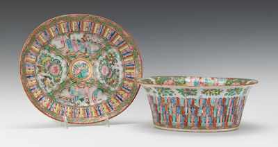 Appraisal: A Chinese Export Rose Medallion Porcelain Basket and Liner Thickly