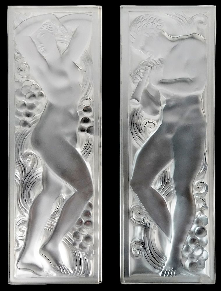 Appraisal: Pr of Lalique Satin Polished Crystal Panels Pair of Lalique