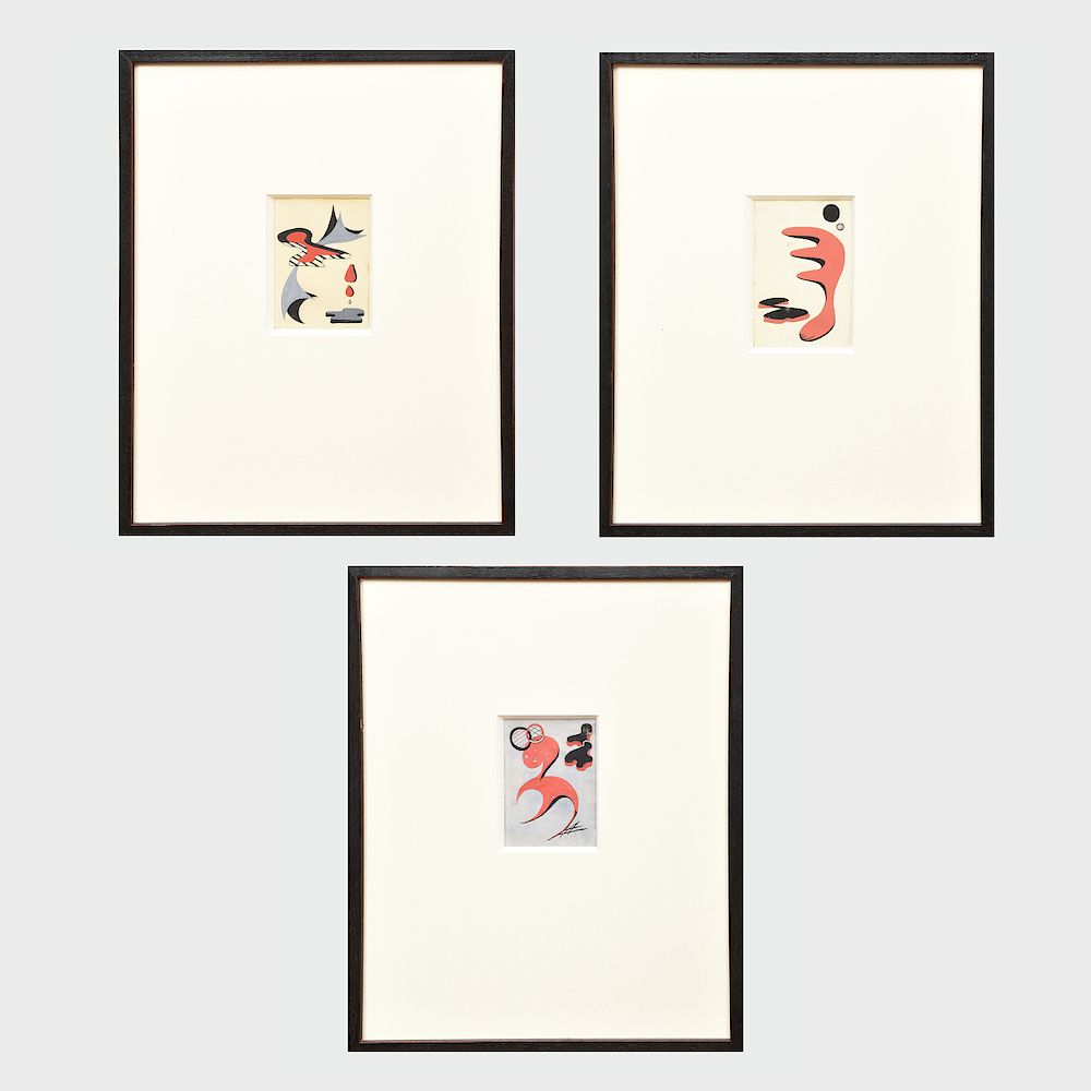 Appraisal: th Century School Untitled Untitled and Untitled Three gouaches on