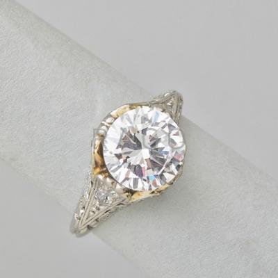 Appraisal: CTS DIAMOND PLATINUM RING GIA report describes cts D color