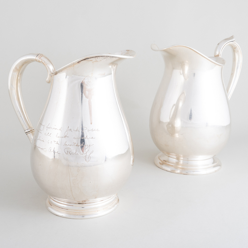 Appraisal: Two American Silver Water Pitchers Each marked 'Sterling' one inscribed