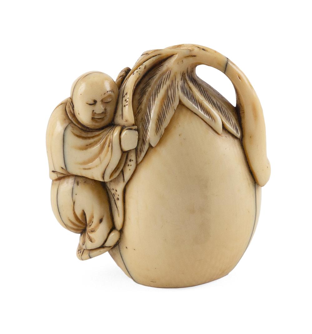 Appraisal: JAPANESE CARVED IVORY NETSUKE TH CENTURY HEIGHT JAPANESE CARVED IVORY