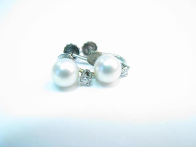 Appraisal: Pair of K white gold pearl and diamond earrings with