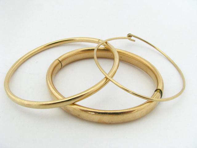 Appraisal: Three Yellow Gold-filled Bangles including one K one K and