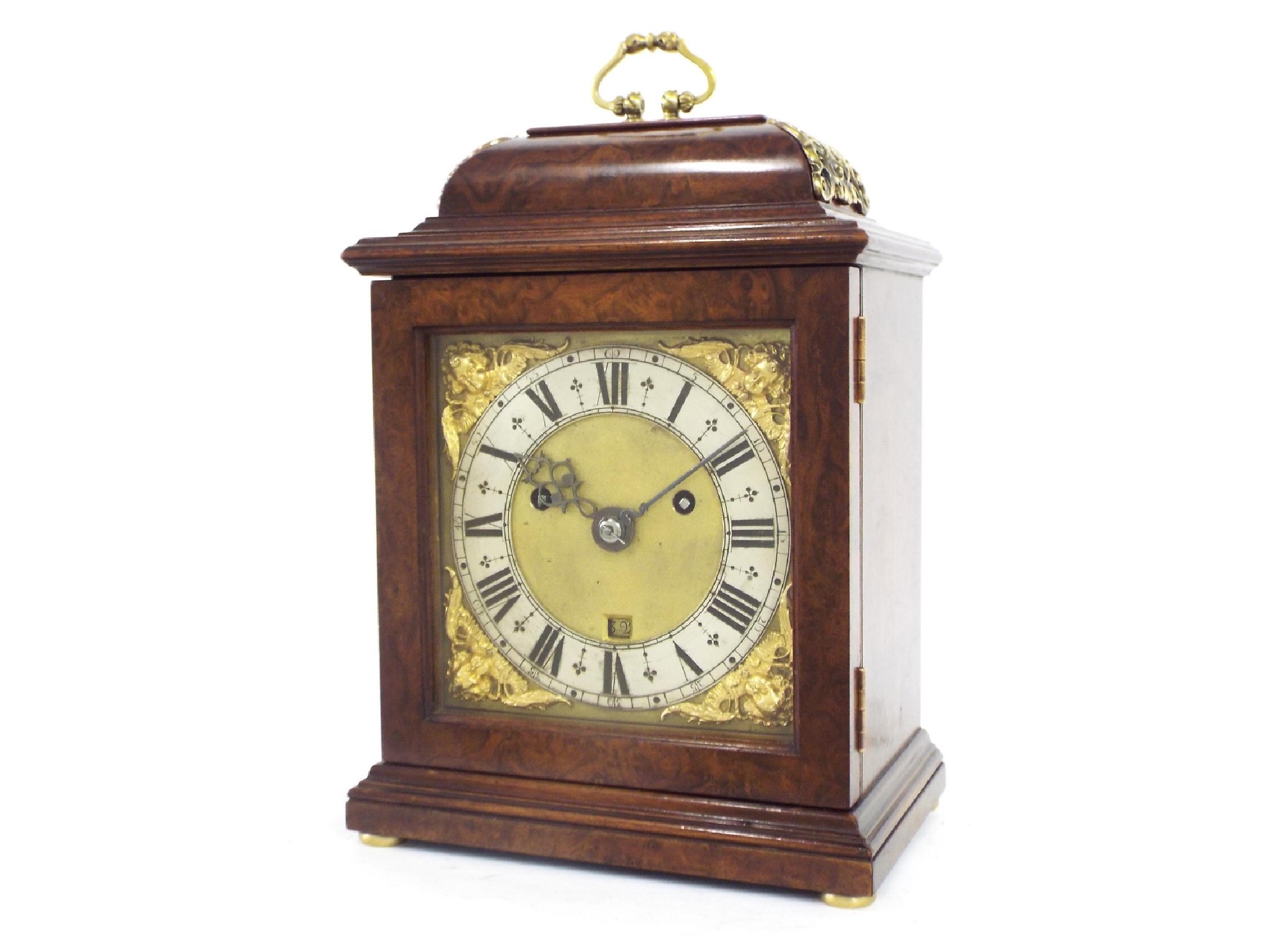 Appraisal: Good small English walnut double fusee verge bracket clock the