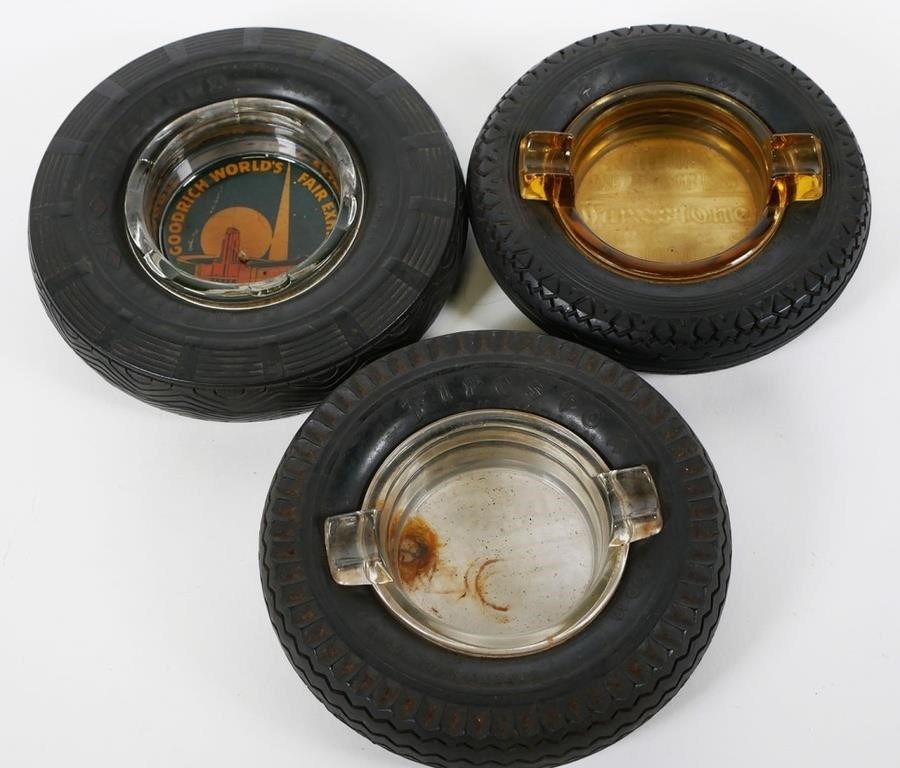 Appraisal: VINTAGE WORLDS FAIR TIRE ASHTRAYSLot of three Century of Progress