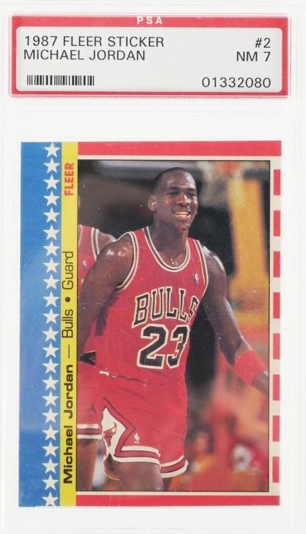 Appraisal: Second-year Jordan sticker card One of several sports card lots