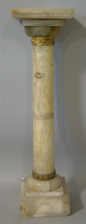 Appraisal: CLASSICAL PROB WHITE ONYX PEDESTAL h w d in Provenance