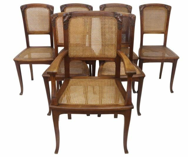 Appraisal: lot of French Art Nouveau dining chairs early th c