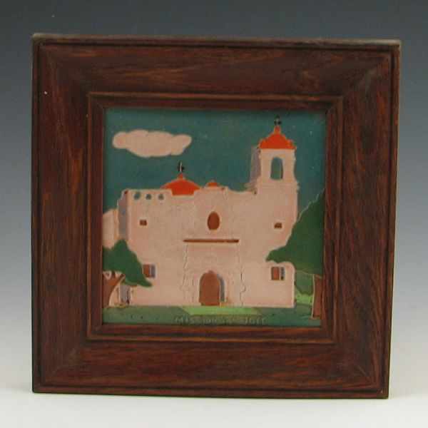 Appraisal: Mission San Jose framed tile Unmarked Excellent condition '' square