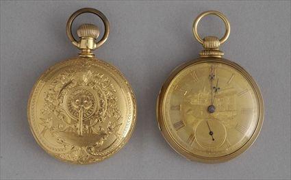 Appraisal: GOLD CASED WATCH TOGETHER WITH AN OPEN CASED WATCH The