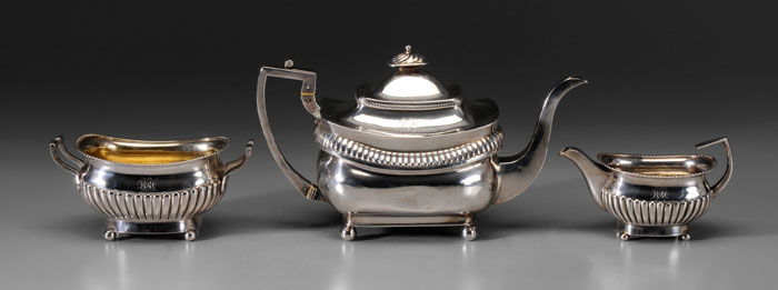 Appraisal: English Silver Tea Service George III London teapot marked PB