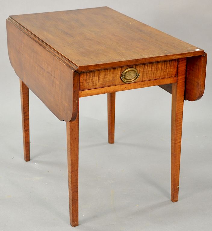 Appraisal: Federal tiger maple drop leaf table on square tapered legs