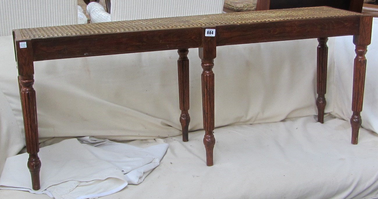 Appraisal: An early th style faux rosewood rectangular stool on six