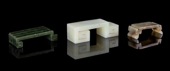 Appraisal: Sale Lot Three Small Jade Ink Rests comprising one white