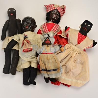 Appraisal: DOLL GROUP Six dolls three cloth two composition and one