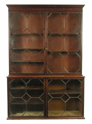 Appraisal: A late George III mahogany bookcase the detachable dentil moulded