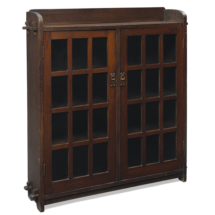 Appraisal: L JG Stickley bookcase by Onondoga Shops early two-door form