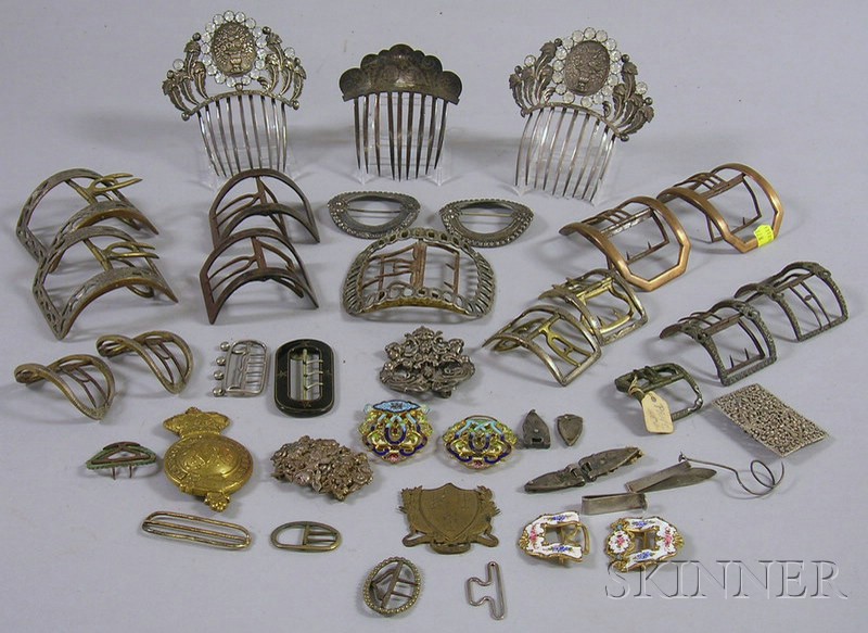 Appraisal: Thirty-three Mostly th Century Metal Buckles and Three Hair Combs