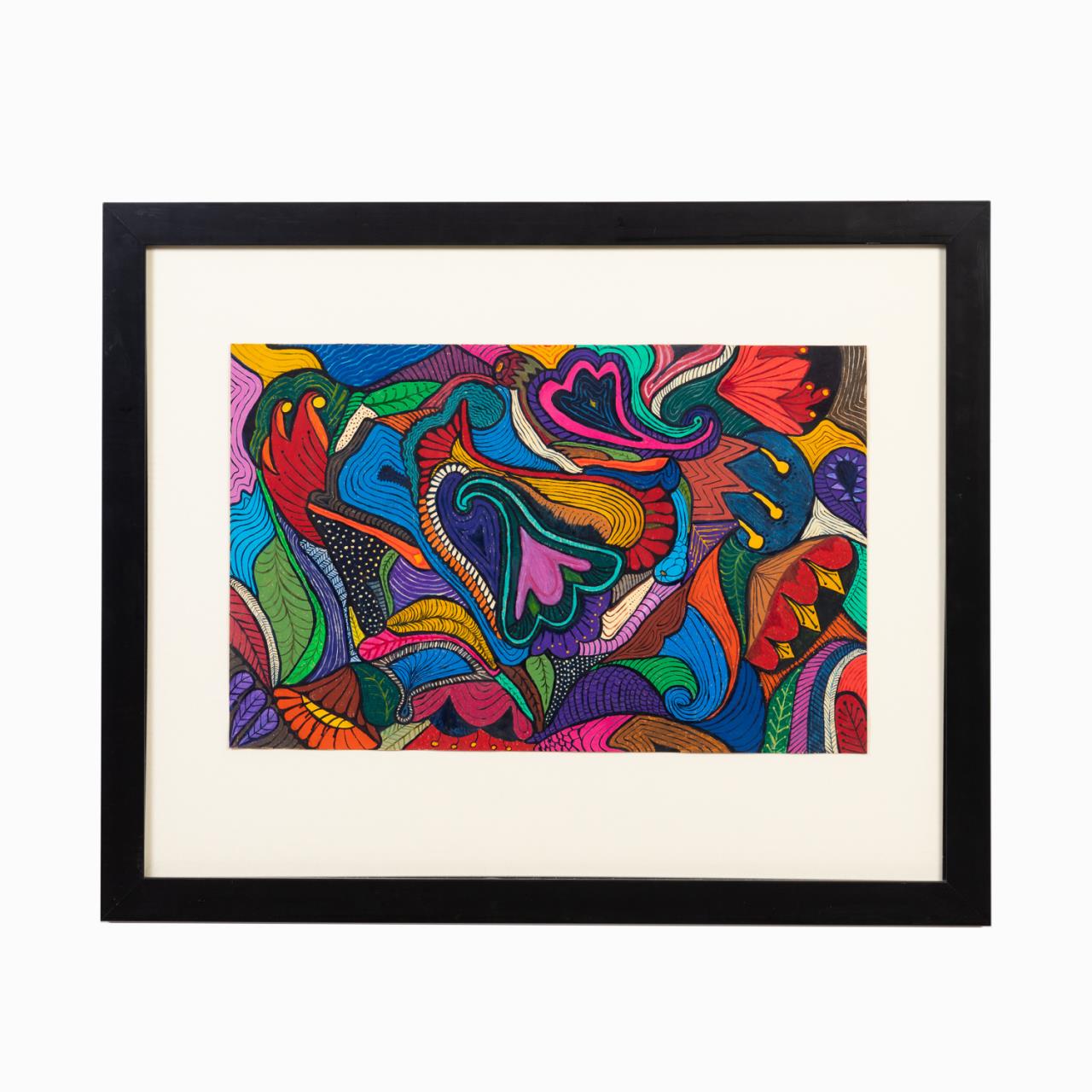 Appraisal: LINDA ANDERSON MIGRAINE II COLORFUL ABSTRACT M M Linda Anderson