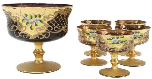 Appraisal: lot of Murano gilt enameled amethyst glass dessert service including