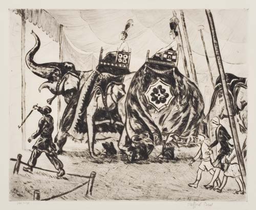 Appraisal: AMERICAN PRINTMAKERS Group of prints GIFFORD BEAL Elephant Procession etching