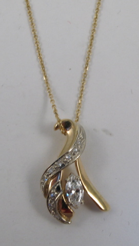 Appraisal: DIAMOND AND YELLOW GOLD PENDANT NECKLACE the k yellow gold