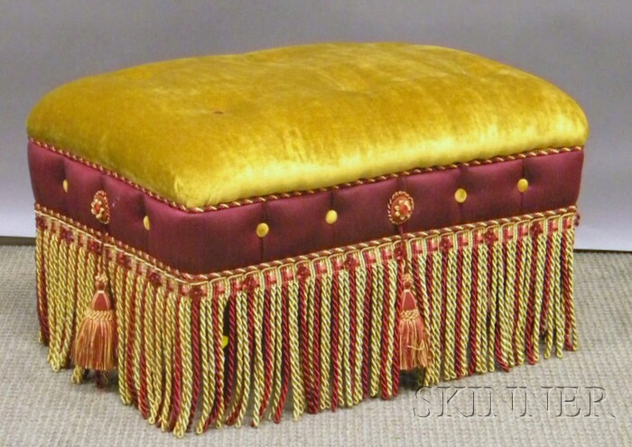 Appraisal: Moorish-style Upholstered Ottoman with Fringe and Tassels ht lg wd