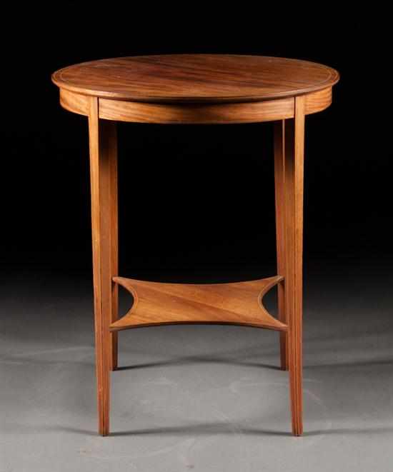 Appraisal: Federal style stringer inlaid mahogany round side table th century