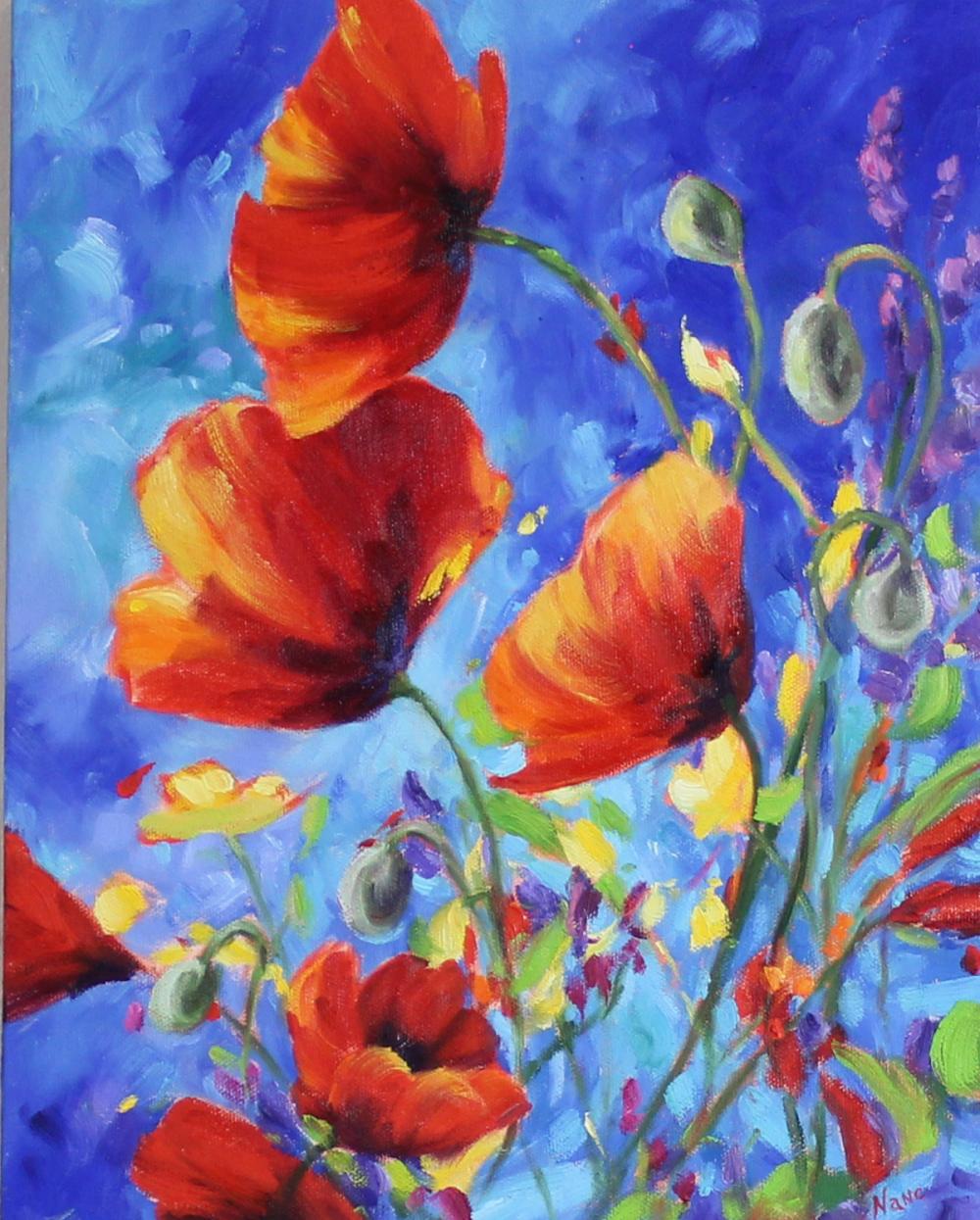 Appraisal: NANCY TONGUE Oregon st century oil on canvas Poppy Play